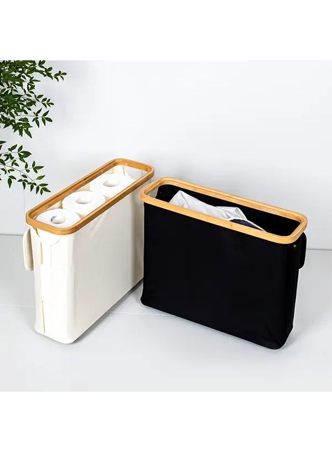 Beige Bamboo Design Plastic Laundry Basket With Lid Heavy Duty Waterproof Storage Organizer 12 Roll Capacity Open Top And Lid Smooth Edges Sturdy Hinges Breathable Moisture Resistant For Bathroom Bedroom Living Room Multipurpose Space Saving Bin - Image 1