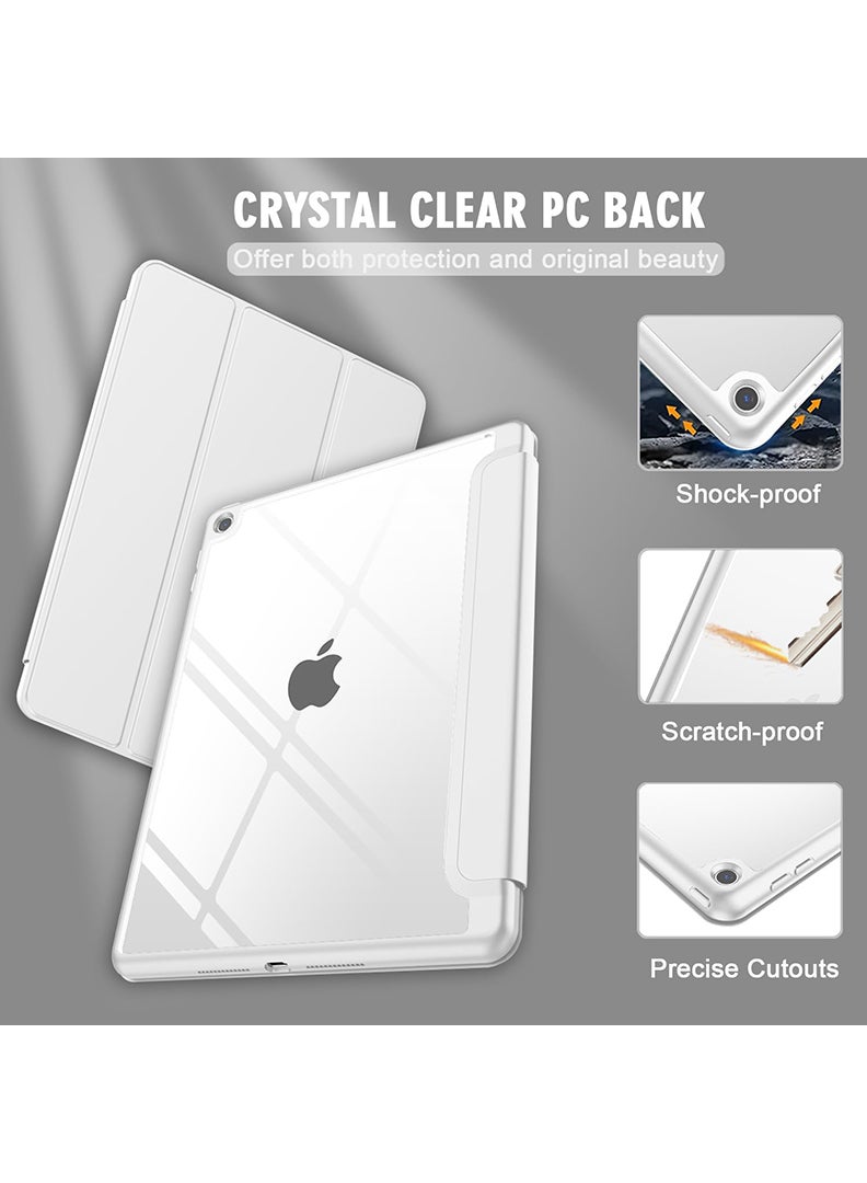 Theodor Hybrid Slim Case for iPad 9/8/7th Generation Case 10.2 Inch with Pencil Holder, Shockproof Trifold Stand Protective Cover with Soft TPU Clear Back for iPad Case 10.2, Auto Sleep/Wake Grey  - Image 3