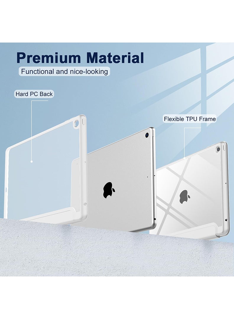 Theodor Hybrid Slim Case for iPad 9/8/7th Generation Case 10.2 Inch with Pencil Holder, Shockproof Trifold Stand Protective Cover with Soft TPU Clear Back for iPad Case 10.2, Auto Sleep/Wake Grey  - Image 2