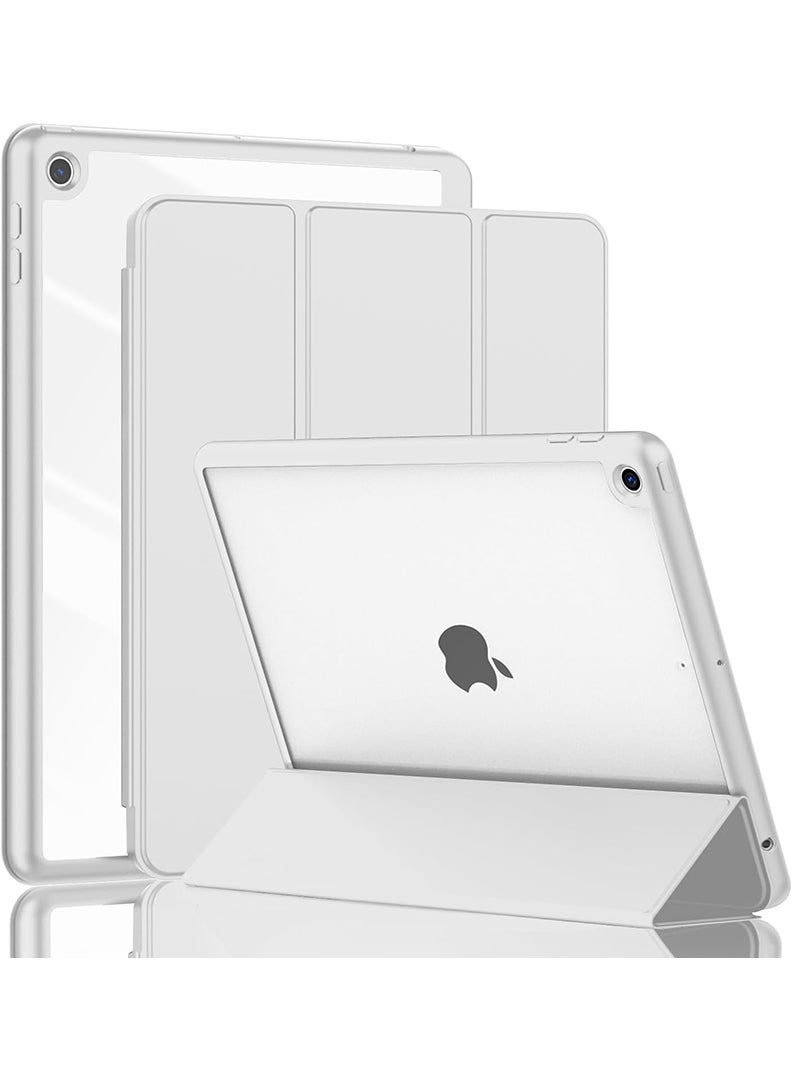 Theodor Hybrid Slim Case for iPad 9/8/7th Generation Case 10.2 Inch with Pencil Holder, Shockproof Trifold Stand Protective Cover with Soft TPU Clear Back for iPad Case 10.2, Auto Sleep/Wake Grey  - Image 1