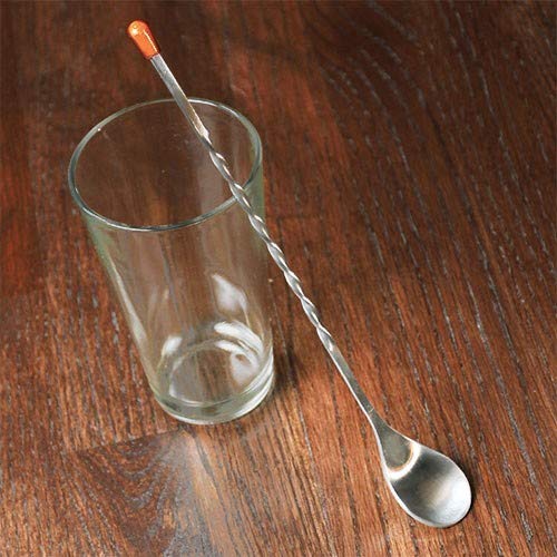 NJ OVERSEAS Stainless Steel Strong Non-Rust Bartender Long Mixing Stirrer/Cocktail Mixing Spoons (Silver with Red Knob) - 2 Pieces - Image 4