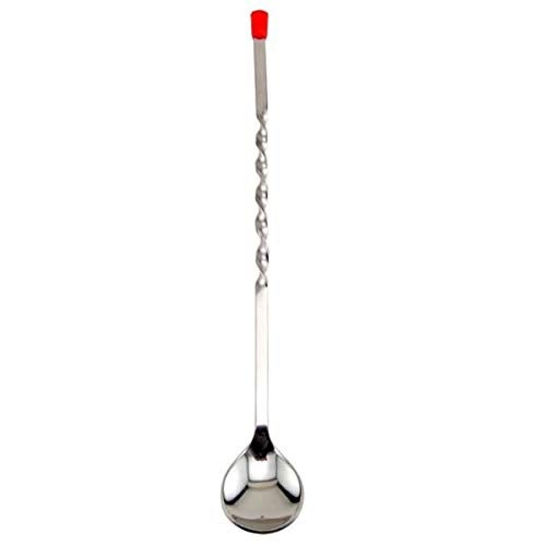 NJ OVERSEAS Stainless Steel Strong Non-Rust Bartender Long Mixing Stirrer/Cocktail Mixing Spoons (Silver with Red Knob) - 2 Pieces - Image 3