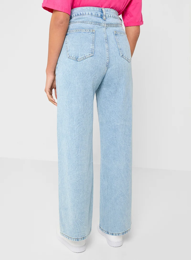 Ginger Acidwash Wide Leg Jeans
