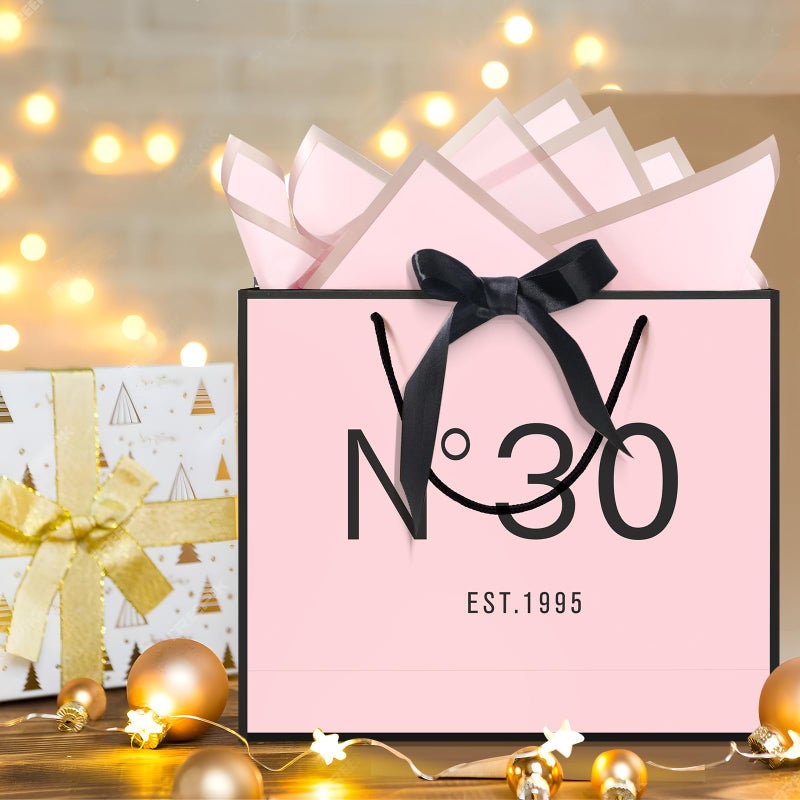 Qlsko 13 "" Birthday Gift Bag With Card Envelope Sticker Bow Ribbon And Tissue Papers For Women Girls Design With Handles 13Th-100Th (Est.1995 30Th  13 "" W X 10.5 "" H X 4.3 "" D) - Image 5