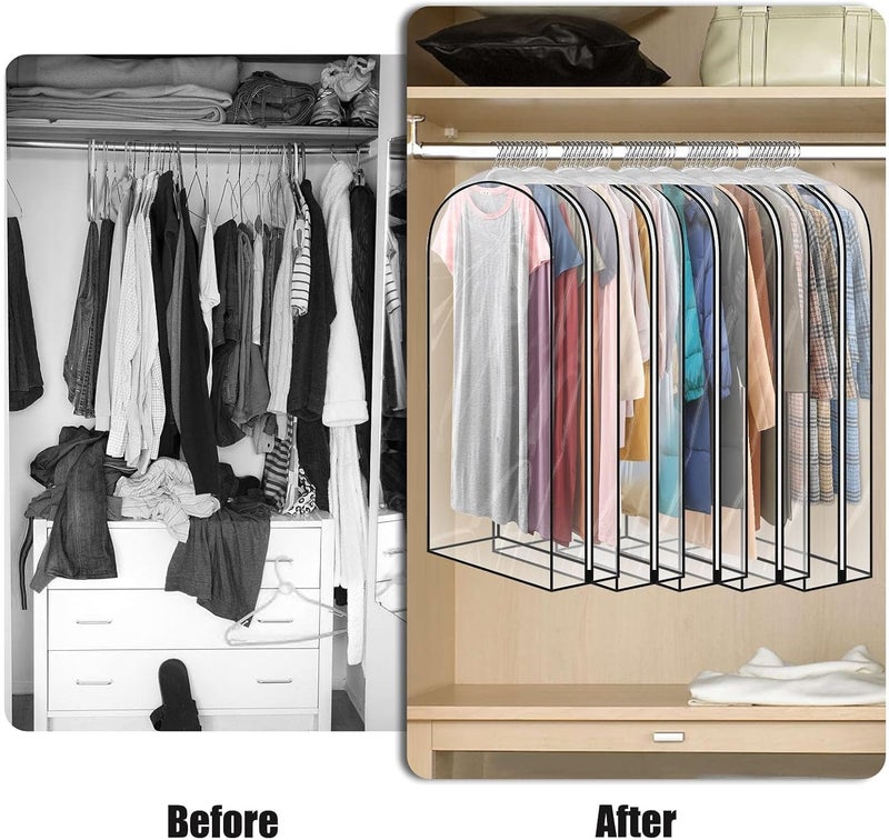 JUMBO FILTER 5 Pack 50" All Clear Garment Bags for Hanging Clothes Storage, 10" Gusseted Large Capacity Garment Rack Cover, Large Hanging Clothing Bag for Dress Gowns, Coats, Suit, Down Jacket - Image 4