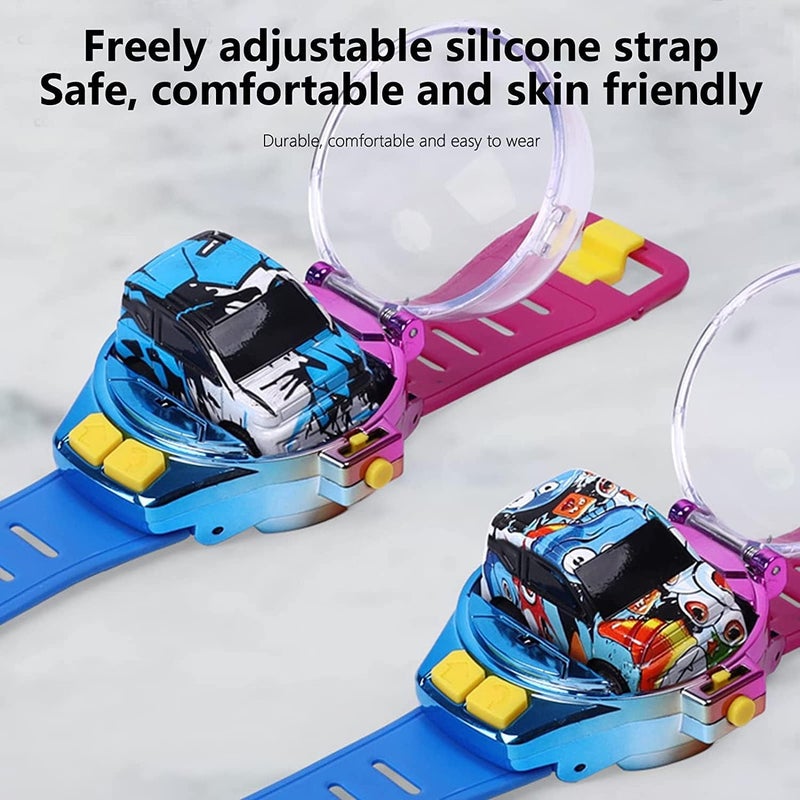 ويوبلز ساعة ألعاب سيارة صغيرة جديدة تعمل بالتحكم عن بعد لعام 2022 - ساعة يد لطيفة على شكل سيارة سباق تعمل بالتحكم عن بعد بتردد 2.4 جيجاهرتز، سيارة صغيرة كرتونية تعمل بالتحكم عن بعد قابلة للشحن عبر منفذ USB، ألعاب تفاعلية، هدية للأولاد والبنات (برتقالي) - Image 4