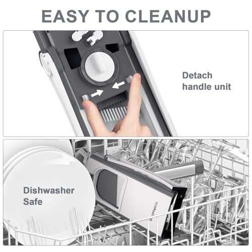 SupMaKin Upgrade Safe Mandoline Slicer, Multi Vegetable Chopper, Potato Slicer, Vegetables Slicer Onion Chopper Fry Cutter, Kitchen Chopping Artifact (GrayWhite) - Image 4