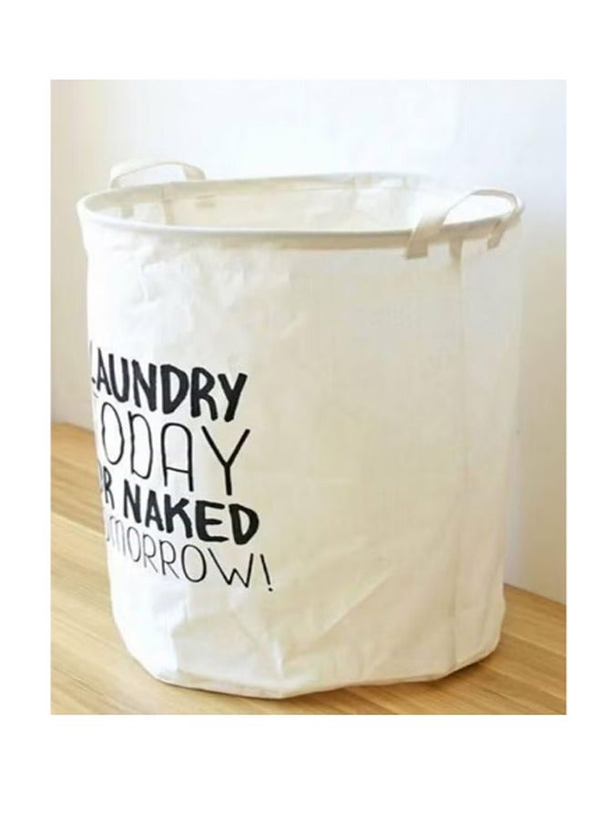 Fabric Laundry Basket White/Black 40x50cm - Image 1