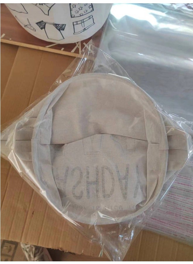 Fabric Laundry Basket White/Black 40x50cm - Image 2