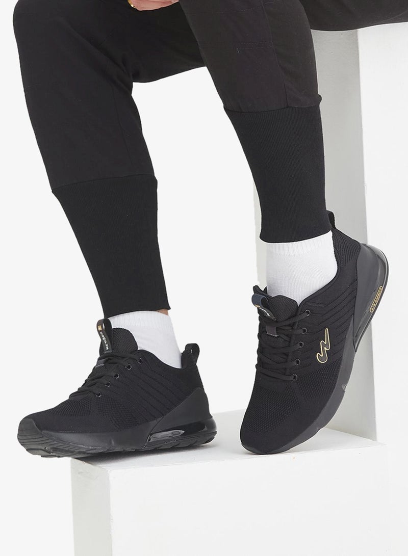 CAMPUS Men's Black Classic Low-Top Sneakers, Bold Lace-Up Style Shoes, Comfortable Casual Footwear - Image 1