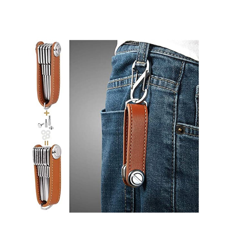 SOLARAE Smart Key Organizer Compact Key Holder Leather Keychain Folding Pocket Key Holder Chain - Image 4