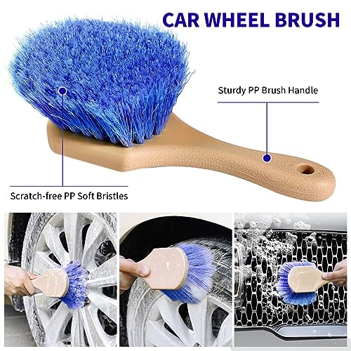 Wontolf 62'' Car Wash Brush With Long Handle - Chenille Microfiber Mop Mitt, Cleaning Kit, Windshield Window Squeegee, Duster, Microfiber Towels, Wheel Tire Brush for Cars, RV, Truck, Boat - Image 3