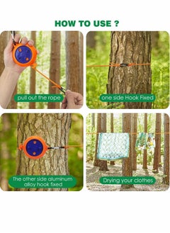 Y&D Portable Travel Clothesline Cord Retractable Outdoor Windproof Elastic Adjustable Clothes Line for Indoor Camping Backyard Hotel 26 feet  - Image 3