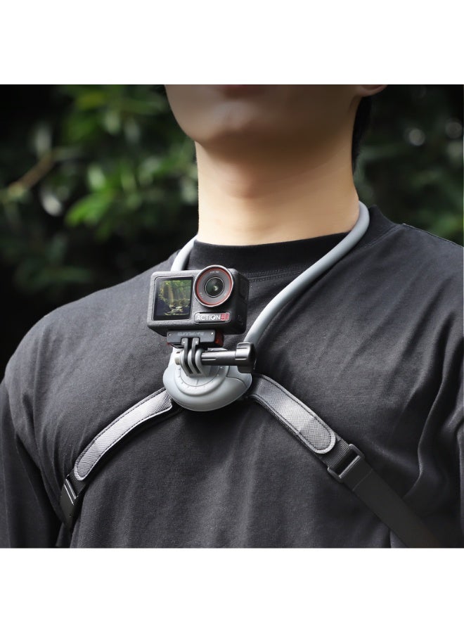سني لايف حامل سريع للرقبة، حامل كاميرا الحركة POV للرقبة، متوافق مع كاميرات الحركة المتعددة، ينطبق على سلسلة DJI Action 5/4/3، سلسلة GoPro، سلسلة Insta 360 Go، Insta360 Ace/Ace Pro، سلسلة Insta360 One R، الهواتف الذكية iPhone، Huawei، Xiaomi، Samsung - Image 1
