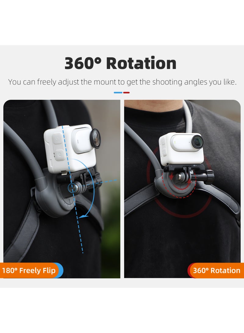 سني لايف حامل سريع للرقبة، حامل كاميرا الحركة POV للرقبة، متوافق مع كاميرات الحركة المتعددة، ينطبق على سلسلة DJI Action 5/4/3، سلسلة GoPro، سلسلة Insta 360 Go، Insta360 Ace/Ace Pro، سلسلة Insta360 One R، الهواتف الذكية iPhone، Huawei، Xiaomi، Samsung - Image 3
