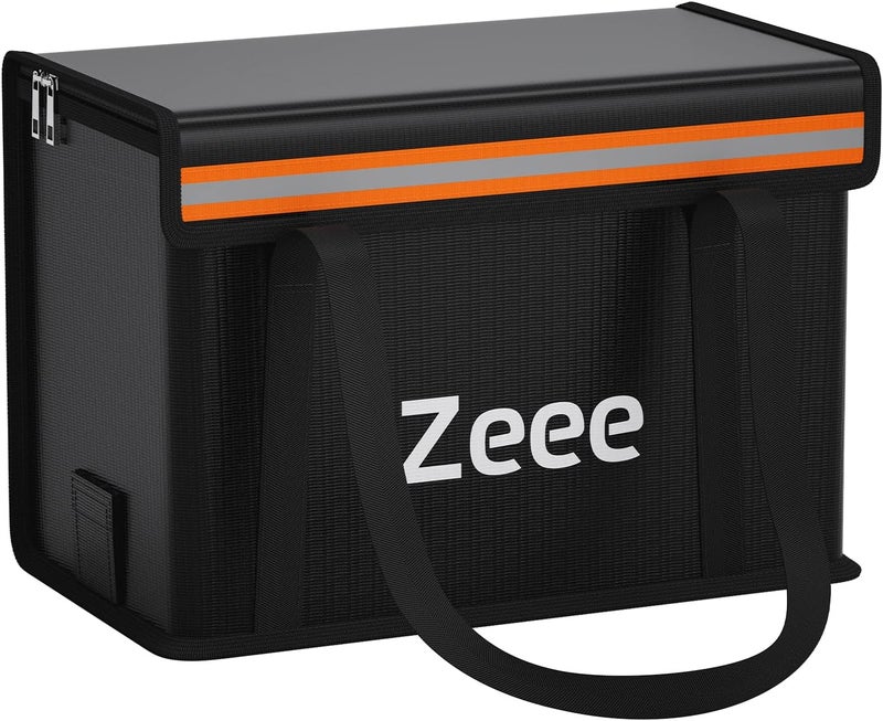 Zeee Lipo Battery Bag Fireproof Explosionproof Safe Bag Extra Large Capacity Lipo Battery Storage Guard Safe Pouch for Charge & Storage(14.17 * 7.87 * 9.84in) - Large Size - Image 1