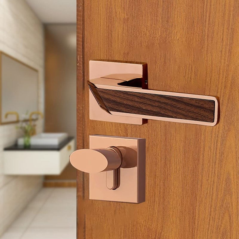 Volo Luxury Series Mortise Door Lock Bathroom Door Lock with Coin Cylinder one Side Coin One Side Knob and Lock Body PVD Rose Gold Bathroom Mortise SetNo Keys - Image 5