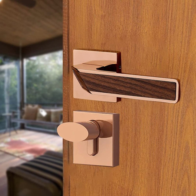 Volo Luxury Series Mortise Door Lock Bathroom Door Lock with Coin Cylinder one Side Coin One Side Knob and Lock Body PVD Rose Gold Bathroom Mortise SetNo Keys - Image 2
