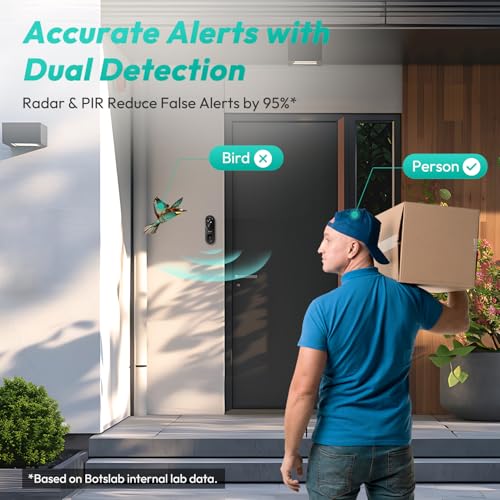 BOTSLAB Doorbell Camera Wireless, 5MP Video Doorbell with Homebase, 180°Panoramic View, No Monthly Fee, 2.4 GHz WiFi, AI Motion Detection, VR Mode - Image 5