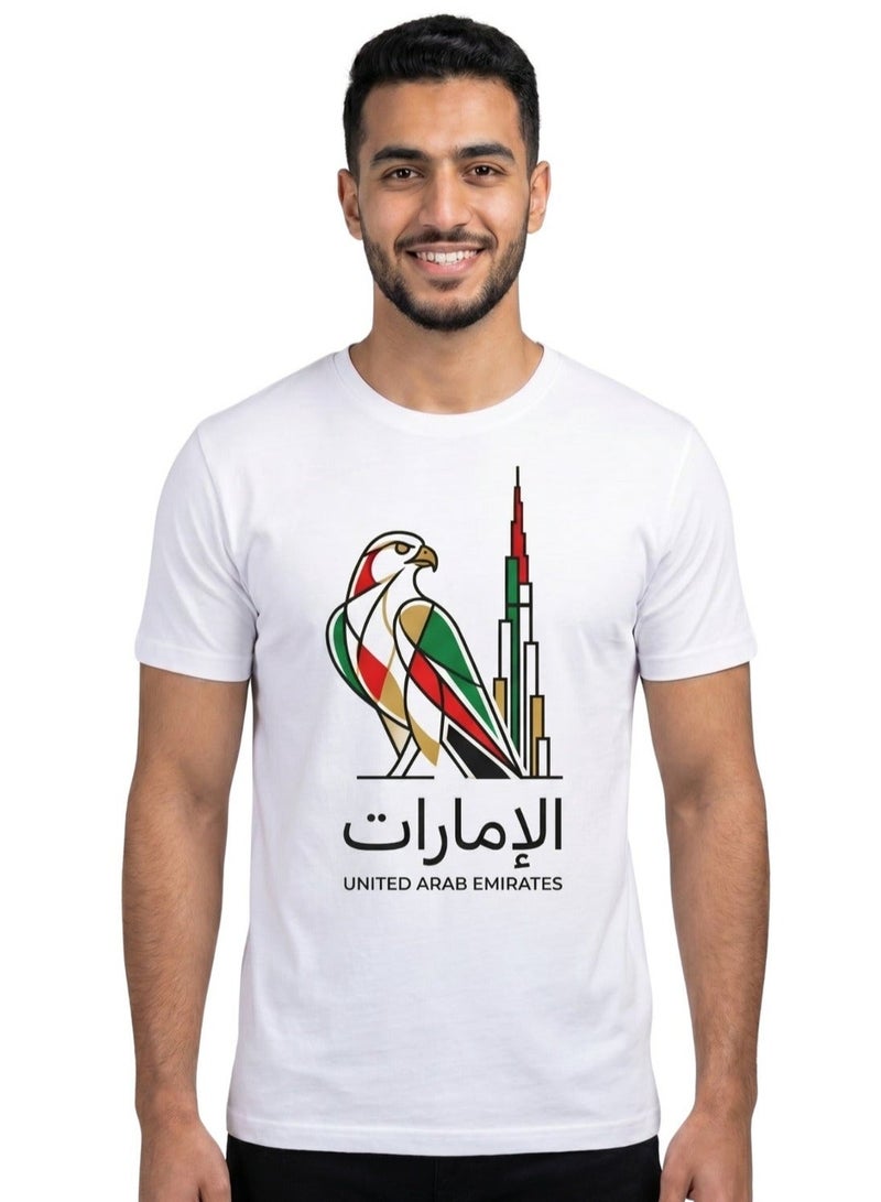 زوزازا تيشيرت اليوم الوطني الإماراتي للرجال | تيشيرت قطني مطبوع عليه علم الإمارات | تيشيرت برسومات تعبر عن الفخر الإماراتي - Image 2