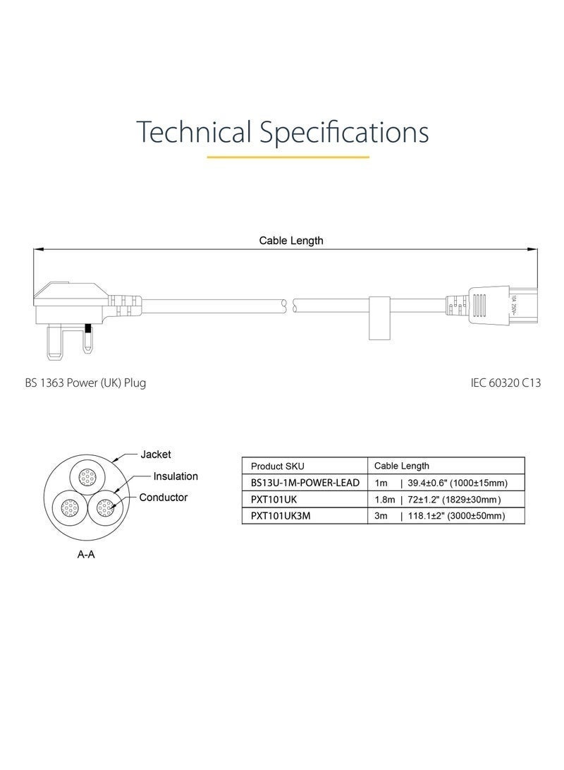 نيفيو كابل طاقة كمبيوتر بريطاني 1.8 متر، 18AWG من BS 1363 إلى C13، كابل كهرباء 10A 250V، كابل طاقة بديل AC للكمبيوتر، الشاشة، التلفاز، الطابعة، كابل كيتل بفيشة UK، كابل إمداد طاقة أسود - Image 4