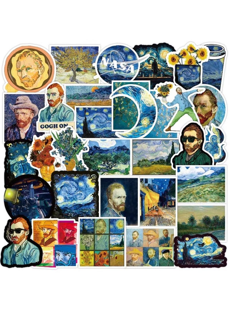 general 50-Piece Vincent Willem van Gogh Cute Vinyl Waterproof Sticker
