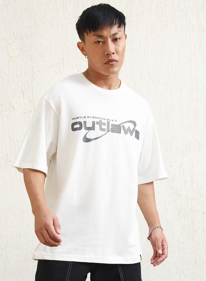 Hubberholme White Graphic Printed Relaxed Fit T-shirt for Men, Crew Neck, 100% Cotton Jersey  - Image 2