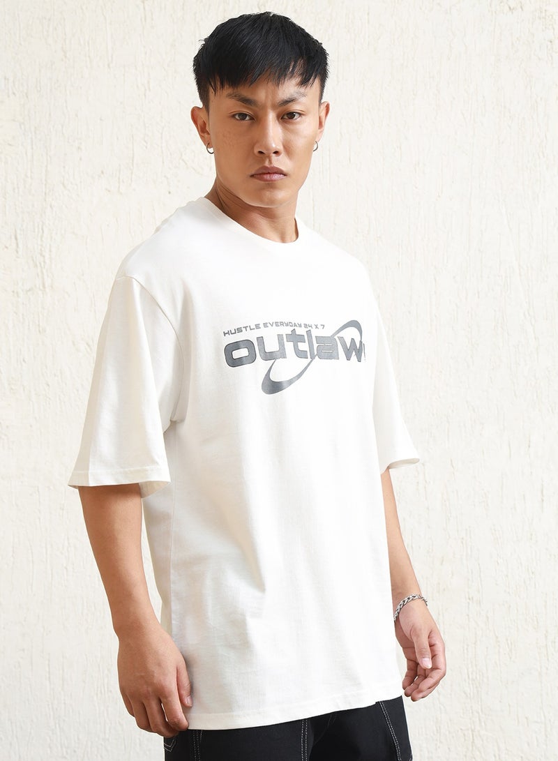 Hubberholme White Graphic Printed Relaxed Fit T-shirt for Men, Crew Neck, 100% Cotton Jersey  - Image 3
