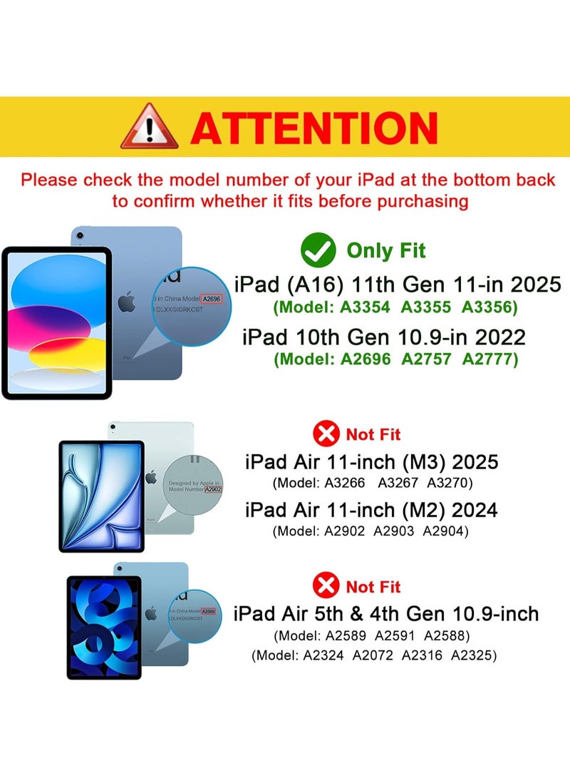 T I G O iPad 11th (A16, 2025) & 10.9 Inch 10th Gen Case with Pencil Holder 2022 Clear Transparent Back Shell Trifold Protective cover Shockproof Cover for 2022 iPad 10th Gen A2696 A2757 A2777 Pink  - Image 2