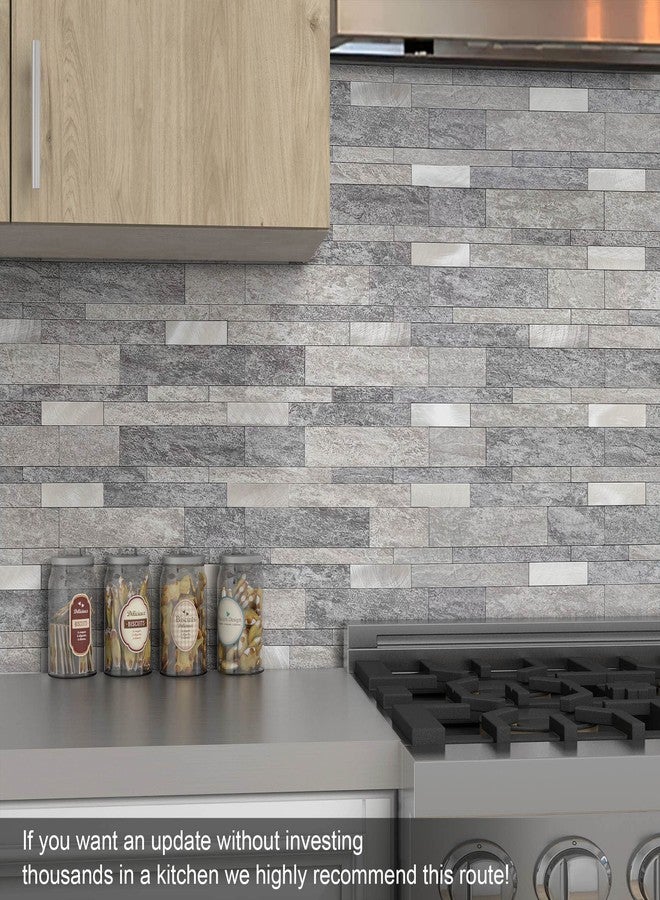 BeNice Peel and Stick Backsplash Tile for Kitchen Peel and Stick,Bathroom Waterproof Backsplash Linear Mosaic Tile(Gray,10PCS) - Image 3