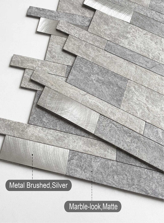 BeNice Peel and Stick Backsplash Tile for Kitchen Peel and Stick,Bathroom Waterproof Backsplash Linear Mosaic Tile(Gray,10PCS) - Image 2