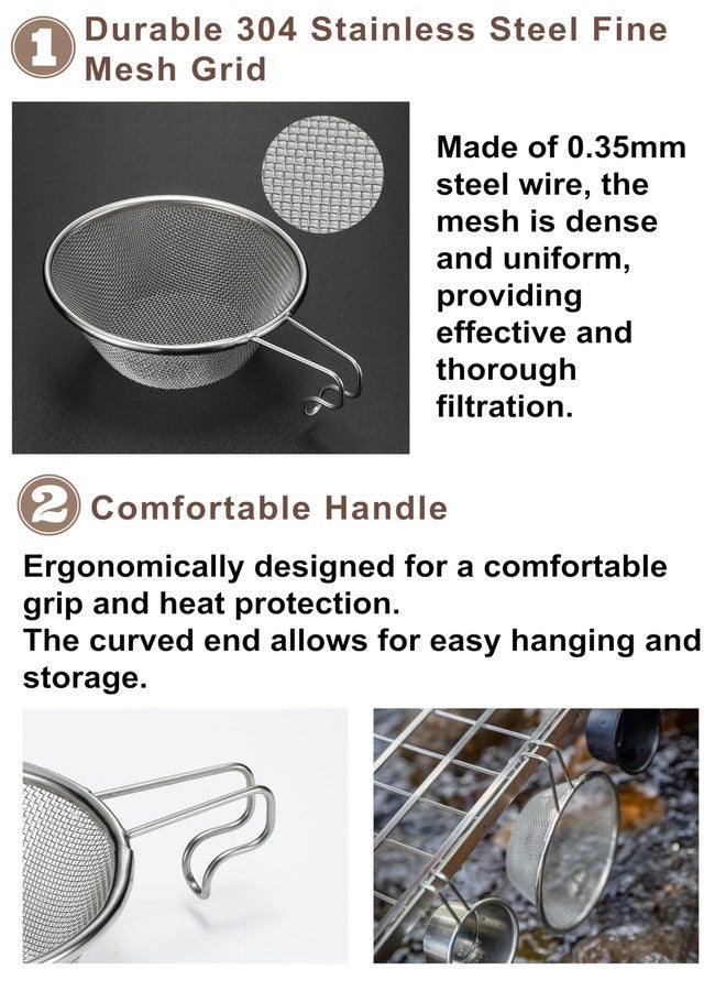مصفاة تخييم صغيرة من الفولاذ المقاوم للصدأ من CAMPINGMOON، قطعتان، بمقبض S-213-2P - Image 3
