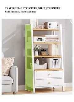 XICEN 4 Tier Bookcase Shelf with Drawer, Metal Frame Organizer, Display Case with Cabinet Door and Pull Handle for Study Room, Bedroom, Wooden Cube Bookshelf for Home Office School Library (White)  - Image 2