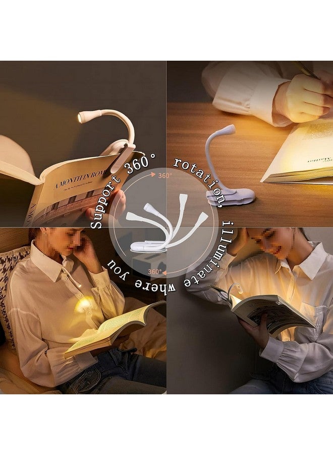CPENSUS Book Light for Night Reading in Bed with Clip On Portable Led Desk Lamp USB Rechargeable 360° Flexible Neck with Eye Caring 3 Color - Abs, White - Image 3