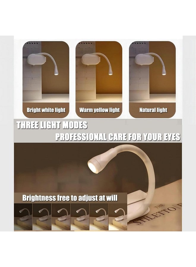 CPENSUS Book Light for Night Reading in Bed with Clip On Portable Led Desk Lamp USB Rechargeable 360° Flexible Neck with Eye Caring 3 Color - Abs, White - Image 2