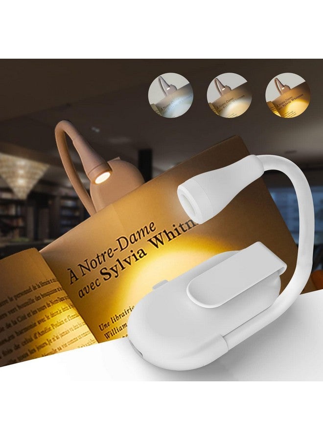 CPENSUS Book Light for Night Reading in Bed with Clip On Portable Led Desk Lamp USB Rechargeable 360° Flexible Neck with Eye Caring 3 Color - Abs, White - Image 1