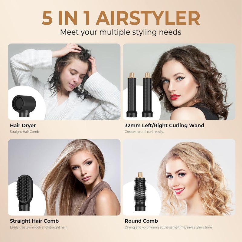 5 in 1 Blow Dryer Brush Set - Negative Ion Hair Styling Tool with Curling and Smoothing Features - Image 5