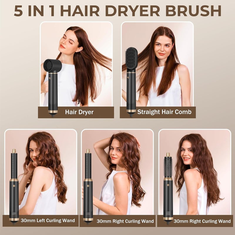 5 in 1 Blow Dryer Brush Set - Negative Ion Hair Styling Tool with Curling and Smoothing Features - Image 2