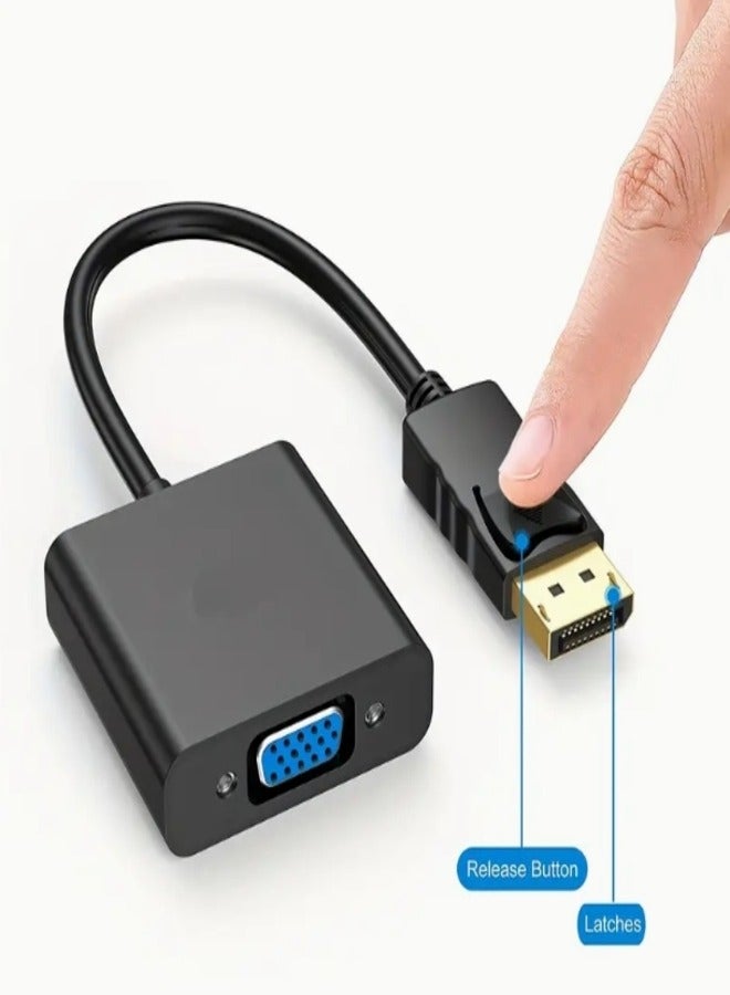 محول DisplayPort (DP) إلى VGA مطلي بالذهب - محول فيديو من ذكر إلى أنثى مع توافق -C/-A، متوافق مع الكمبيوتر والكمبيوتر المحمول والكمبيوتر الشخصي والشاشة وجهاز العرض وتلفزيون عالي الدقة - شاشات متعددة، التوصيل والتشغيل، اتصال متين ومستقر، متوافق مع شاشات VGA، - للاستخدام المتعدد، مطلي بالذهب لتحسين جودة الإشارة، مثالي للألعاب واستخدام الفيديو، شاشات متعددة - Image 3