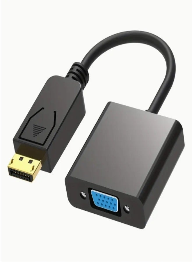 محول DisplayPort (DP) إلى VGA مطلي بالذهب - محول فيديو من ذكر إلى أنثى مع توافق -C/-A، متوافق مع الكمبيوتر والكمبيوتر المحمول والكمبيوتر الشخصي والشاشة وجهاز العرض وتلفزيون عالي الدقة - شاشات متعددة، التوصيل والتشغيل، اتصال متين ومستقر، متوافق مع شاشات VGA، - للاستخدام المتعدد، مطلي بالذهب لتحسين جودة الإشارة، مثالي للألعاب واستخدام الفيديو، شاشات متعددة - Image 1