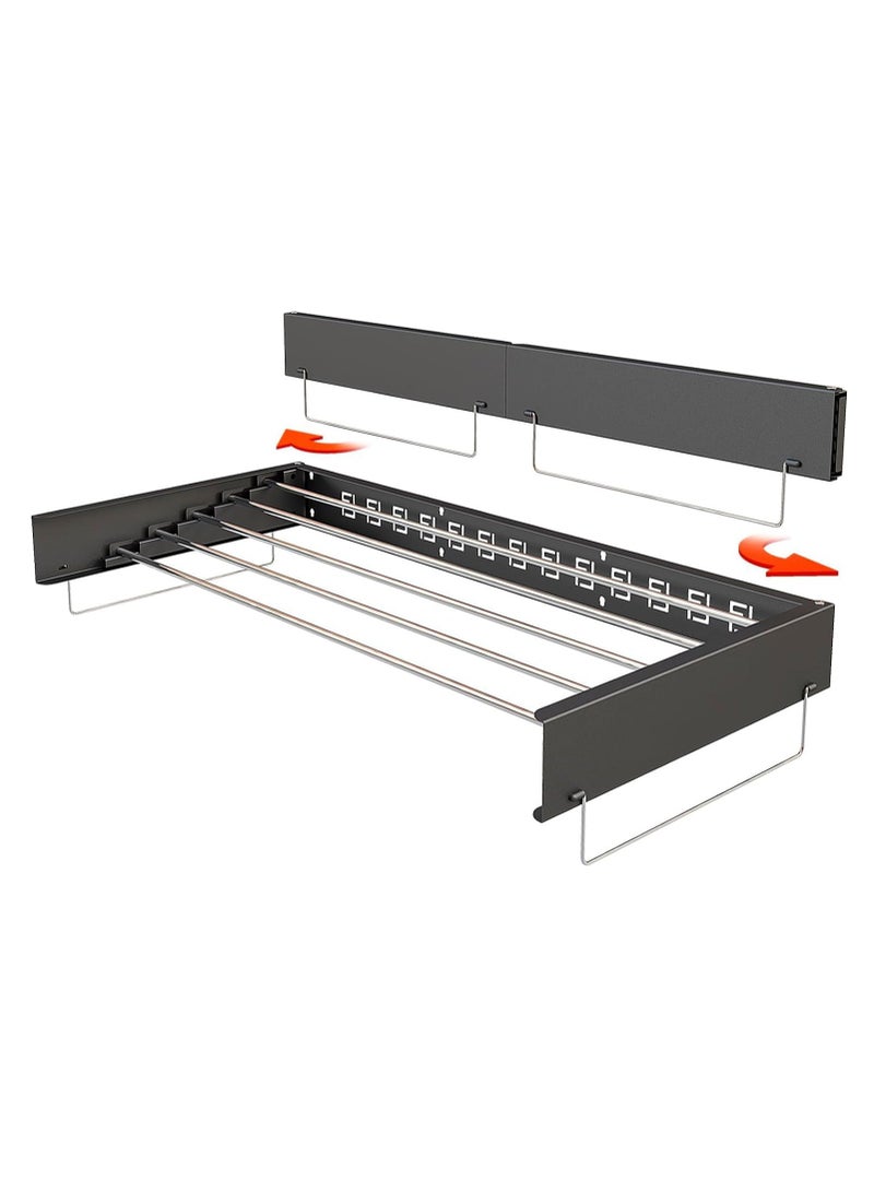 دراي رف تجفيف الغسيل القابل للطي من الفولاذ المقاوم للصدأ مع دبابيس جانبية لغرفة الغسيل الداخلية والمنطقة الخارجية (أسود ، 40 بوصة) - Image 3