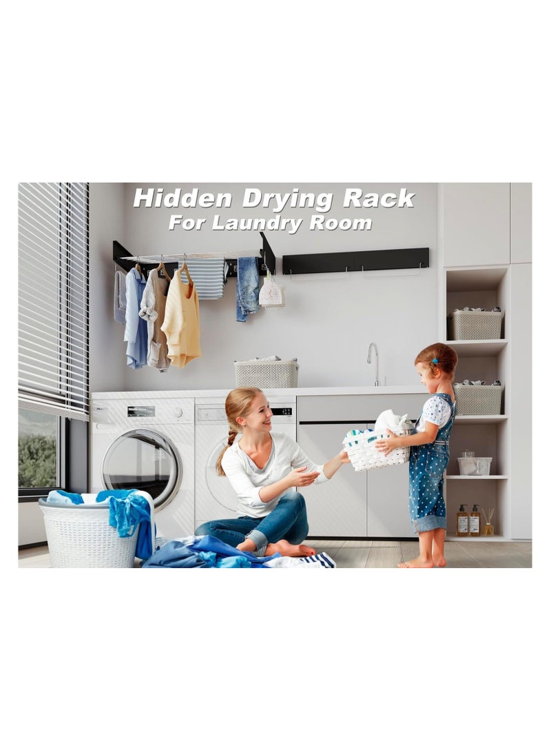 دراي رف تجفيف الغسيل القابل للطي من الفولاذ المقاوم للصدأ مع دبابيس جانبية لغرفة الغسيل الداخلية والمنطقة الخارجية (أسود ، 40 بوصة) - Image 5