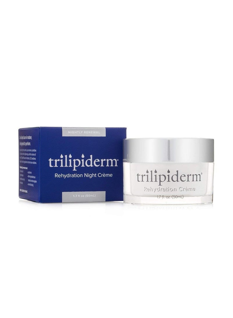 Trilipiderm Rehydration Night Crème W/Hyaluronic Acid, Vitamins A, C, E & Medyssinnian Lipid, Anti Aging Facial Night Cream Moisturizer for Face & Neck, Anti Wrinkle Cream for Men & Women, 1.7 Fl Oz
