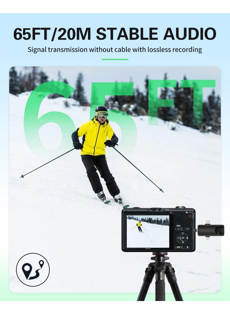 Mini Microphone for iPhone Android Camera iPad USB-C, 4 in 1 Professional Wireless Lavalier Lapel Microphone for Recording, Live Stream, YouTube, Facebook, TikTok, Vlog (2 Pcs) - Image 4