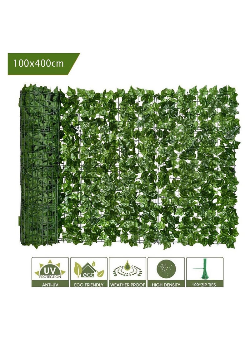 LINGWEI Artificial Faux Ivy Leaf Wall Grass Privacy Hedges Fence Screen Plastic Plant Fake Grass For Indoor Outdoor Balcony Garden Decoration(100x400cm) - Image 5