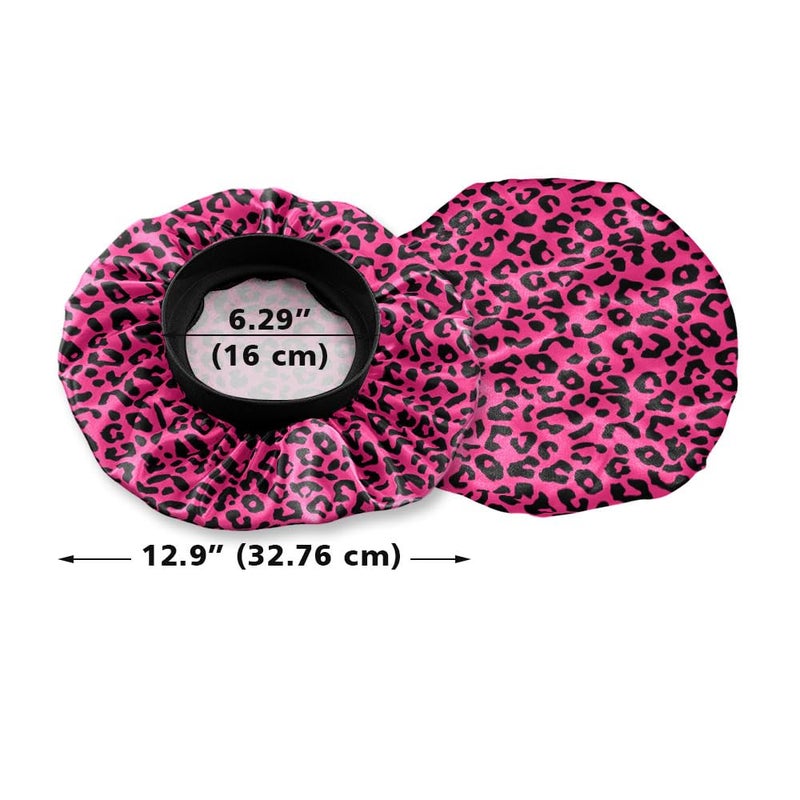 WIRESTER Set of 2 Satin Hair Bonnet for Sleeping, Fashion Sleep Cap, Silk Bonnet with Elastic Soft Band for Women Girls - Black Pink Leopard, Gold Sparkle Black Yellow Glitter Leopard - Image 3