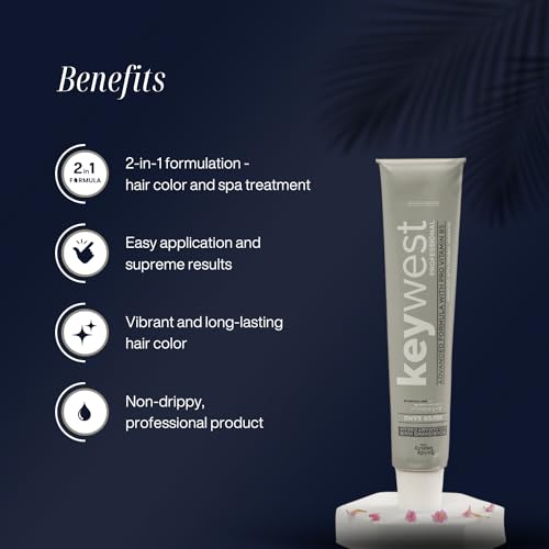 Keywest Professional Hair Color Tube, No. 1 Natural Black - 80gm | 2in1 Formula Hair Color + Hair Spa | Enriched with Pro Vitamin B5 & Organic Argan Oil - Image 2