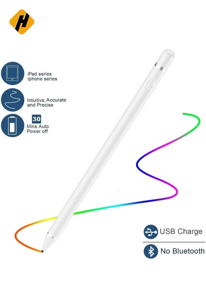 HuHa Stylus Pen Compatible with iPad Apple pencil Touch Screen Pen Capacitive Rechargeable Styli with 1.5mm Ultra Fine Tips Compatible with iPads/Tablets/iPhones/Samsung/Lenovo/LG&HTC with Two Caps  - Image 4
