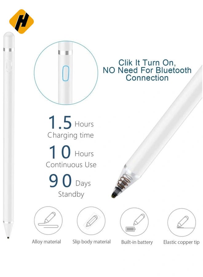 HuHa Stylus Pen Compatible with iPad Apple pencil Touch Screen Pen Capacitive Rechargeable Styli with 1.5mm Ultra Fine Tips Compatible with iPads/Tablets/iPhones/Samsung/Lenovo/LG&HTC with Two Caps  - Image 2