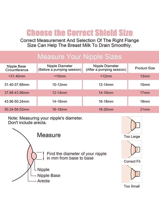 إيكيوك 10 قطع من ملحقات مضخة الثدي 13/15/17/19/21 مم ومسطرة متوافقة مع Momcozy S12 Pro/S9 Pro/S12/S9 - Image 5